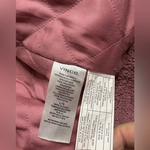 GUC Vince- Faux Fur Jacket in Mauve. Size L - Picture 6 of 11